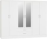 Seconique Nevada 6 Door 2 Drawer Wardrobe in White Gloss