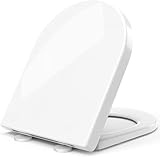 STOREMIC Toilet Seat Soft Close White D Shape, Soft Close Toilet Seat - Bottom Fixing/Top Fixing, Quick Release for Easy Cleaning, Sturdy Anti-Bacterial PP Materials