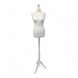 Tripod Base Dressmakers Mannequin – Size 10/12 Female Tailors Dummy with Adjustable Polystyrene Bust Torso for Sewing and Fashion Display