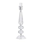 Happy Homewares Modern Transparent K9 Crystal Glass Table Lamp Base with Faceted Spheres and Silver Plated Trim | 1 x E14 60w Maximum | 28cm Height
