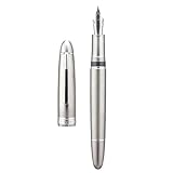 Asvine J16 Solid Titanium Fountain Pen, Jowo Flexible Fine Nib Piston Filling, Ink Window Design with Wrench and Pen Box