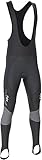 FDX Men’s Cycling Bib Tights – Padded, Breathable, Italian Roubaix Fabric, Quick Dry Thermal Bike Bib Pants – Thermodream Winter Biking Trouser, Bicycle Riding Leggings(Grey-M)