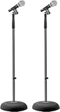 Pyle, Microphone Stand, Universal Compact Base - Mic Stand, Boom, Adjustable Heavy Duty Lightweight Studio - Floor Standing Mic Holder - w/Standard 3/8“ Mic Adapter, Straight Microphone Stand (Pair)