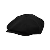WALKER AND HAWKES - Men's Melton Wool Waterproof 8-Panel Bridgemoor Baker Boy Cap - Black - Medium (58cm)