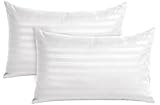 BedLooms White Pillow Cases 2 Pack (Pillows Not Included)- 100% Microfiber Envelope Closure Stripe Pillow Cases 50x75cm Premium Hotel Quality Anti Allergy Pillow Cover