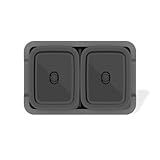 Weber Works Prep and Serve Kit/Set of 2 Stainless Steel 1.8 L Containers with Airtight Lids and 2 Divided Serving Trays for Weber Works Side Table, Stackable, Dishwasher Safe, Grey/Stainless Steel