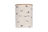 Pearhead Bone Appetite Treat Jar, Ceramic and Wood Pet Treat Canister, Modern Neutral Color Home Kitchen Accessories, Dishwasher Safe, Silicone Seal Lid For Freshness, Dog Biscuit Storage Jar