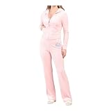 Juicy Couture Women's Bling Velour Tracksuit, Whisper Pink, Medium