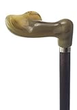 Brown Beech Wood Walking Stick Cane with an Imitation Horn Ergonomic Anatomical Handle for Left or Right Hand (Left Hand)
