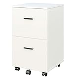 Panana Mobile File Cabinet with 2 Drawers, Wooden Small Filing Organizer Office/Home (White)