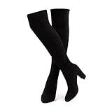 Hitmars Knee High Boots Women Thigh High Boots Long Boots Sexy Over The Knee Boots Flexible Warm Suede Winter Shoes C Black UK 5