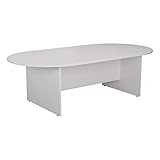 Office Hippo - Large Boardroom Table 180x100x73cm Modern White Radial D-End Table For Commercial Office Meeting Room. Sturdy Build, FSC Certified With Heat And Stain Resistant Table Top
