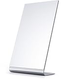 NEZZOE Frameless Makeup Mirror for Dressing Table, 12" Length Aluminum Free Standing Bathroom Mirror