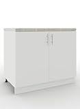 JD Greta Adjustable Kitchen Base Unit - 1000mm - Base Cabinet with Doors & Worktop - White Matt