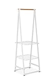 Brabantia - Linn Clothes Rack - Multi-functional Hanging space - Airing or Drying Shelves - Hangs up to 16 items - Stable Space Saver - Non-slip Base - Free Standing - Easy to Assemble - White - Small