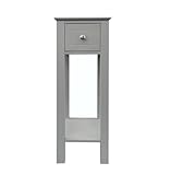 woodluv Bedside Storage Unit, Slimline Tall Telephone Table, Bedside Cabinet, Hallway Entryway Furniture, Freestanding Night Stand, Bedroom Side-table, Slimline Storage For Home - Grey