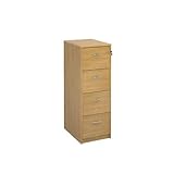 Office Monster Hayes wooden 4 drawer filing cabinet with silver handles 1360mm high - oak