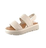 ella Womens Chunky Sandals Strappy Comfort Padded Cleated Flatform Holiday Summer Shoes (Cream, UK Footwear Size System, Adult, Women, Numeric, Medium, 5)