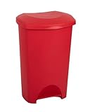 Addis 50 Litre Recycling Commercial Utility Waste Trash Pedal Bin, All Red Colour