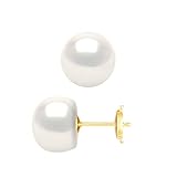 PEARLS & COLORS - Earrings Genuine Freshwater Cultured Pearls - AAA+ Quality - Yellow Gold Security Clasp System - Women's Jewellery