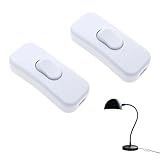 2Pcs Torpedo Switch White 250V 6A Double Pole Switching Inline Light Switchs Inline Switch 2 Or 3 Core Round Or Flat Wire For Desk Lamp Bulb Switching Wall Floor And Other Lighting