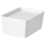 KUGGIS Storage Organizer Box With Lid Heavy Duty White PET Plastic 13x18x8 cm Shelf Inert