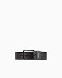 Armani Exchange Men's Allover Embossed Logo Reversible Belt, Black Grey, TU