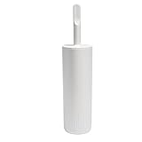 ReBorn Recycled Toilet Brush - Bathroom Toilet Bowl Brush & Holder - Anti Drip 360° Hourglass Brush Head - Closed Fit Storage Cover - Replaceable Heads - Made in Britain (Stone)