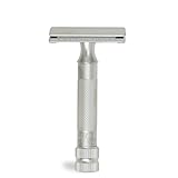 MERKUR Safety Razor 34C Compact Handle Matte Chrome Three-Piece Razor with Straight Cut Closed Comb Ideal for Wet Shaving Die-Cast Zinc Brass Handle Made in Germany