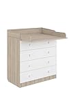 Shefa Kids 800 Changing Table Elm White Practical Changing Table with 4 Drawers