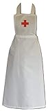 Ladies Nurse's Fancy Dress red Cross Full bib Apron White Victorian Edwardian WW1 Size Options Available (Medium)