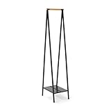 Brabantia - Linn Clothes Rack, Compact - Free Standing Clothing Rail - Clothes Storage - Hang, Air, or Dry Clothes - Sturdy Steel Frame & Bamboo Rod - 47.6 cm x 34 cm x 170 cm - Matt Black