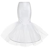 Amosfun Fashion Fishtail Lady Waist Bag Hip White Slip Underskirt Bride Wedding Dress Petticoat(White)