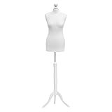 Female Tailors Dummy Bust Size 8/10 Dressmakers Fashion Mannequin Students Cream With Lightwood Stand (White)