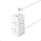 Anker Tower Extension Lead with USB Slots, 12-in-1 Surge Protector Plug Extension Socket with Switch (13A, 2990W), 20W USB C Fast Charging Power Strip, 8 AC Outlets, 4 USB Ports, 2m Extension Cable