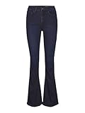 Noisy May Women's Nmsallie Hw Flare Jeans, Dark Denim Blue, 28W x 30L