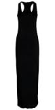 REAL LIFE FASHION LTD Ladies New Plain Sleeveless Scoop Neck Racer Back Womens Plus Size Long Jersey Summer Maxi Dress Schwarz
