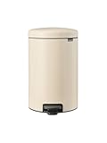 Brabantia - NewIcon Pedal Bin 20L - Medium Waste Bin for Kitchen or Bedroom - Soft Closing Lid - Light Pedal Operation - with Removable Inner Bucket - Non-Slip Base - Soft Beige - 29 x 38 x 47 cm