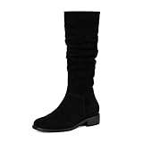 Generisch Women's Knee-High Boots with Heel, Long Shaft Boots, Elegant Plain Non-Slip Winter Boots, Low Heel Slip-On Boots, Thermal Boots, Comfortable Trendy Women's Boots, Long Shaft Boots, black, 7