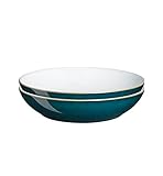 Denby - Greenwich Pasta Bowls Set of 2 - Dishwasher, Oven, Microwave, And Freezer Safe, 1050ml, 22cm - Green, White Ceramic Stoneware Tableware - Chip & Crack Resistant