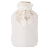 Vencier Large 2L Hot Water Bottle with Plush Cover & Bobble - Durable, Washable Heating Pad for Body Pain Relief & Cosy Nights - Perfect for Aches, Pains, and Thoughtful Gifts (White Plush)