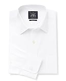 THE SAVILE ROW COMPANY LONDON Men's Classic Fit Cotton Poplin Single Cuff Formal Shirt - White - 16.5" Collar
