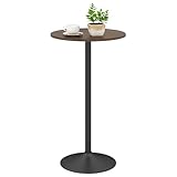 COSTWAY Round Bar Table, Counter Bistro Pub Tables with Fixed Tabletop and Stable Base, Circular Cocktail Dining Table for Home, Office and Kitchen, Holds up to 150kg (1, Brown+Black, 101cm H)