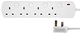 PRO ELEC PELB2002 Individualy Switched Mains Extension Lead, 4 Gang, 7.5m, White