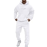 Mens Tracksuit Set Stylish Printed Tracksuit Set for Casual Daily Wear Comfortable Versatile Winter Great for Match with T Shirts, White, S