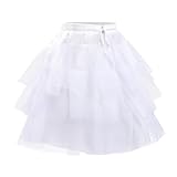 Flower Girl Petticoat,3 Layers Tutu Skirt Half Slip Crinoline Skirts & Skorts Hoopless Net Petticoat Fluffy Kids Underskirt for Girls Wedding Birthday Dress Bridesmaid Wedding Party White