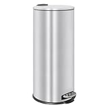 Harbour Housewares 30L Large Kitchen Bin - Brushed Stainless Steel Food Waste Caddy Pedal Bins for Kitchen - Tall Slim Metal Swing Dustbin for Paper, Plastic, Rubbish