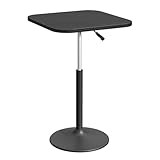 MAHANCRIS Bar Table, with Adjustable Height from 68 cm to 92 cm and 360° Swivel, Cocktail Table with Base, Counter Height Table for Kitchen, Living Room, Meeting Room, Tavern, Black ABTHB5501