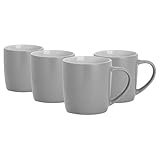 Argon Tableware Coloured Coffee Mugs - Matte Grey - 350ml - Pack of 4 - Matt Ceramic Stoneware Tea Mugs Latte Cappuccino Cups Hot Chocolate Cups Colourful Mug Set with Handle