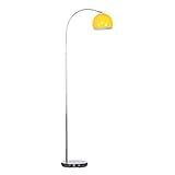 MiniSun | Modern Designer Style Polished Chrome Floor Lamp with a Gloss Yellow Light Shade | Floor Lamps & Torchieres, Home Décor & Improvement Essential | Includes 6W LED E27 Light Bulb